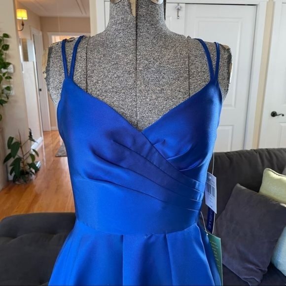 FLASH SALE!! NWT SIZE 1 ROYAL BLUE FORMAL V-NECK BALLGOWN PROM DRESS - Picture 2 of 11
